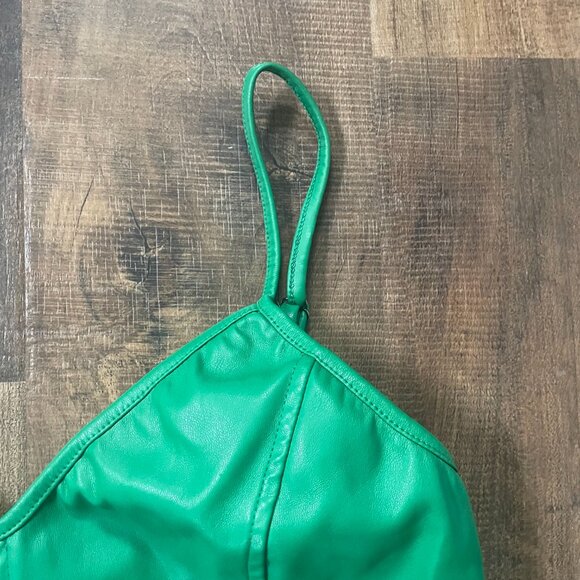 Eesome Faux Leather Crop Top - Kelly Green, Size Large - Picture 4 of 10